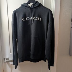 Coach Black Pullover Hoodie with White Logo
